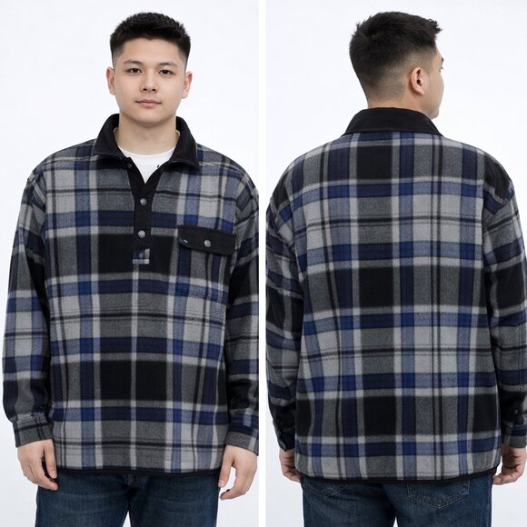 Izod Other - IZOD Streetwear 1/4 Snap-Up Scottish Plaid Pullover Shirt Jacket XXL